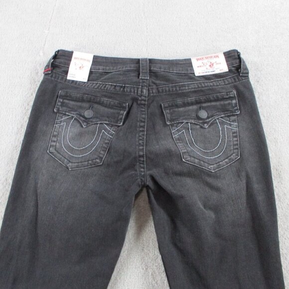 NWT True Religion Jeans Womens 33 Black Denim Super Skinny Moto Stretch Flap - Picture 4 of 14